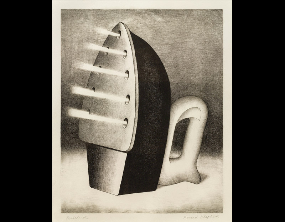 Konrad Klapheck, „Die Schwiegermutter“, früher: „Dampfbügeleisen“, 1967/68, dreifarbige  Lithographie  © VG Bild-Kunst, Bonn 2015 / Kunstfoyer