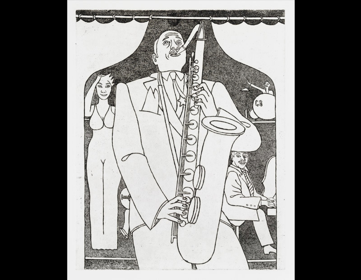 Konrad Klapheck, „Ballroom“, 2004, Radierung  © VG Bild-Kunst, Bonn 2015 / Kunstfoyer