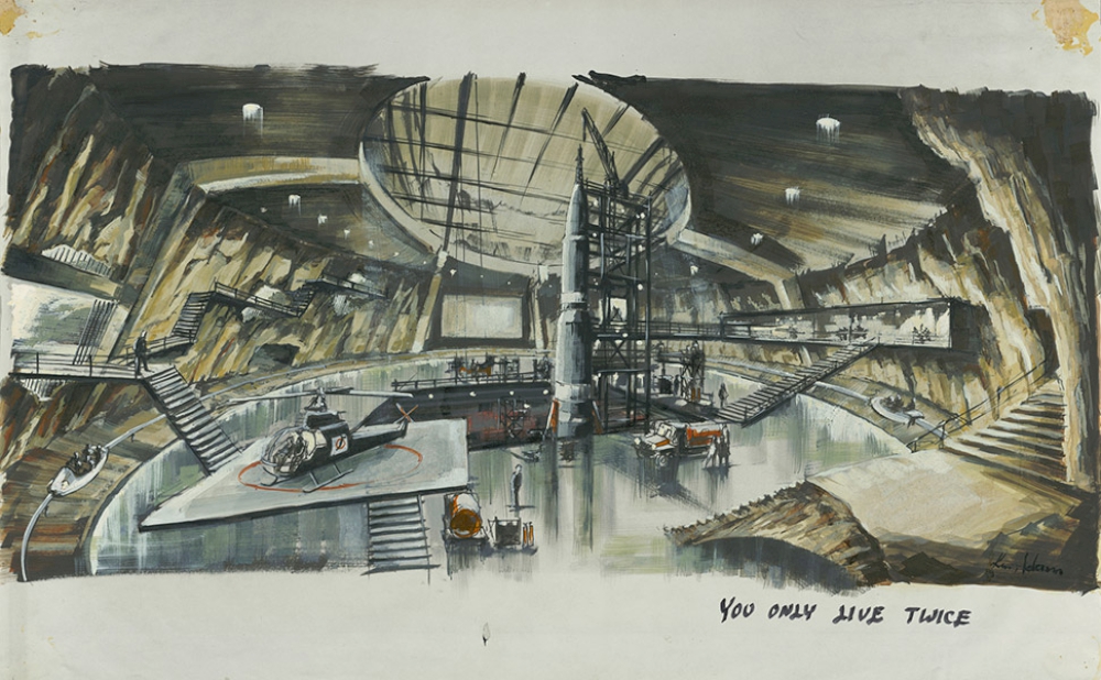 Conceptual Design „Blofeld’s Volcano Lair“ YOU ONLY LIVE TWICE, GB/USA 1967, directed by Lewis Gilbert © Sir Ken Adam; Source: Deutsche Kinemathek – Ken Adam Archive