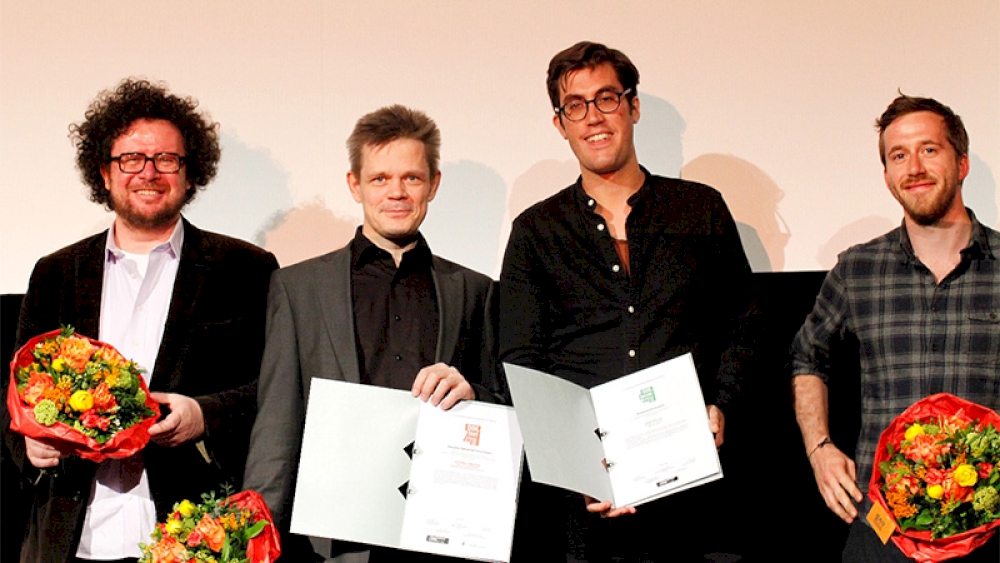 Gewinner des Deutschen Dokumentarfilmmusikpreises und des Kompositionsförderpreises 2016. V.l.n.r. Martin Reinhart, Siegfried Friedrich, John Gürtler, Levin Peter. © Sandra Ratkovic / DOK.fest