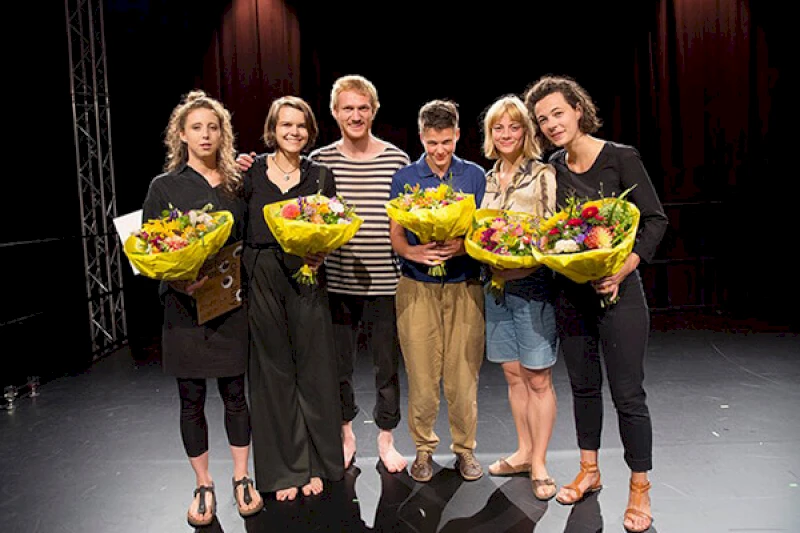 Alle PreisträgerInnen des Giesinger Kulturpreis 2018, v.l.n.r. Anna Kuch, Isabel Rößler, Vinzent Gisi, Rafi Martin, Anne Brüssau, Camille Martin