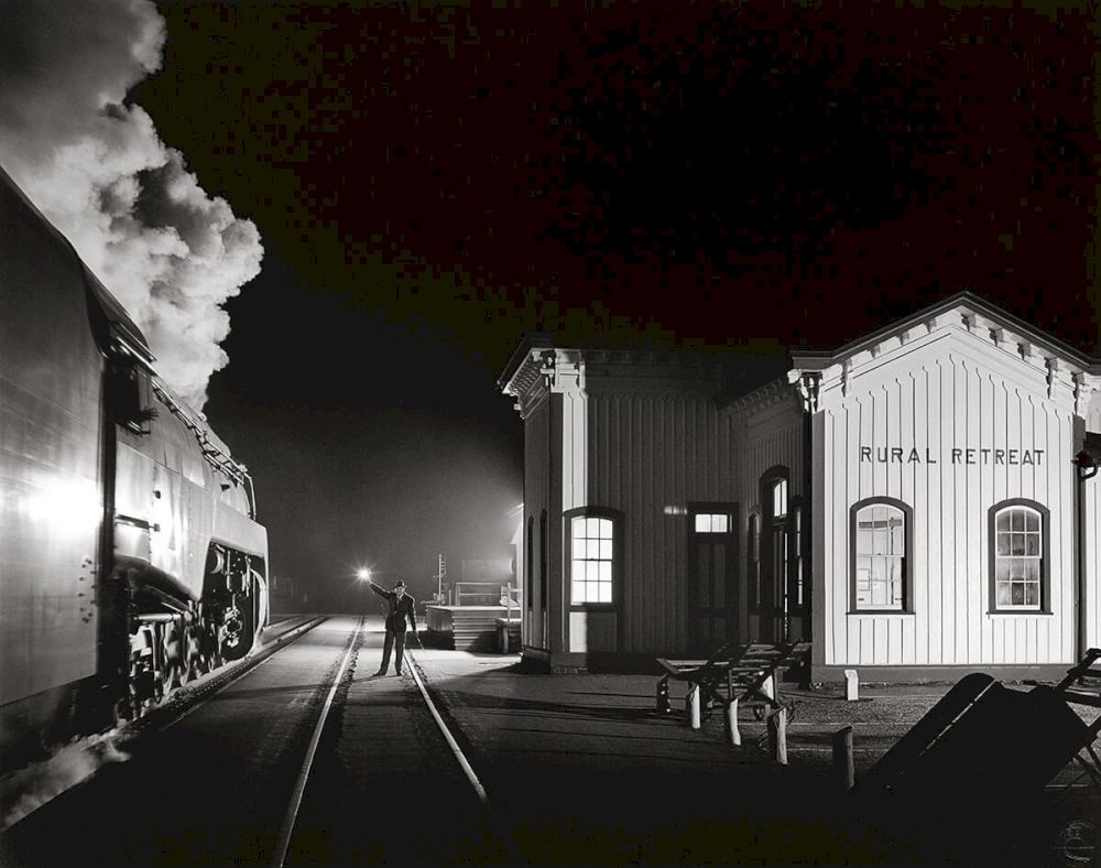 TRAIN NO. 17, THE BIRMINGHAM SPECIAL, MOVING WEST, GETS A HIGHBALL AT RURAL RETREAT, VIRGINIA © O. Winston Link / O. Winston Link Museum, Roanoke, Virginia