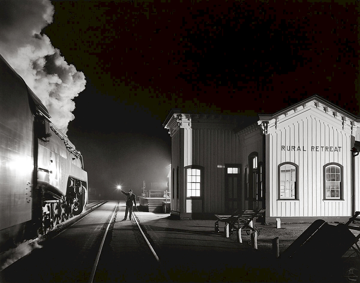 TRAIN NO. 17, THE BIRMINGHAM SPECIAL, MOVING WEST, GETS A HIGHBALL AT RURAL RETREAT, VIRGINIA © O. Winston Link / O. Winston Link Museum, Roanoke, Virginia